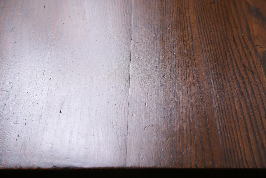 アンティーク家具　昭和初期　栓材　大振りサイズのレトロな角ちゃぶ台(座卓、ローテーブル、折り畳みテーブル)(R-044384)