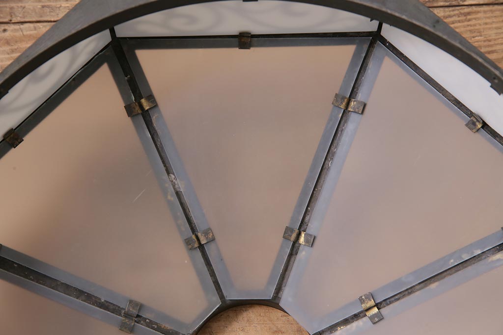 アンティーク照明　大正昭和初期　大正ロマン　八角形のシルエットがモダンな天井照明(シェード、吊り下げ照明)(R-44503)