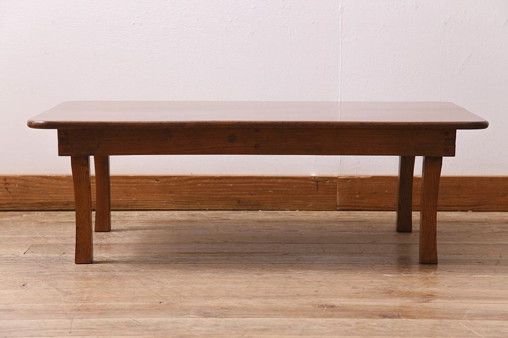 アンティーク家具　昭和中期　栓材　味わいが魅力のレトロな角ちゃぶ台(折りたたみテーブル、座卓、ローテーブル)(R-044506)