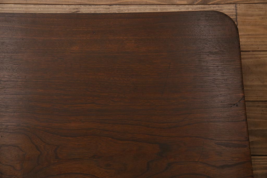アンティーク家具　昭和初期　栓材　小振りなサイズのレトロな角ちゃぶ台(折りたたみテーブル、座卓、ローテーブル)(R-044510)