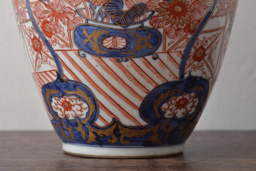 江戸元禄期　古伊万里色絵花瓶文　花瓶(花入れ、花器)(R-044671)
