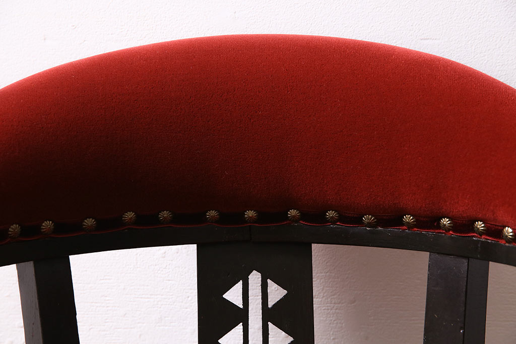 和製アンティーク　大正昭和初期　ナラ材　レトロ　大正ロマンな回転チェア(椅子、アームチェア、ドクターチェア)(R-044781)
