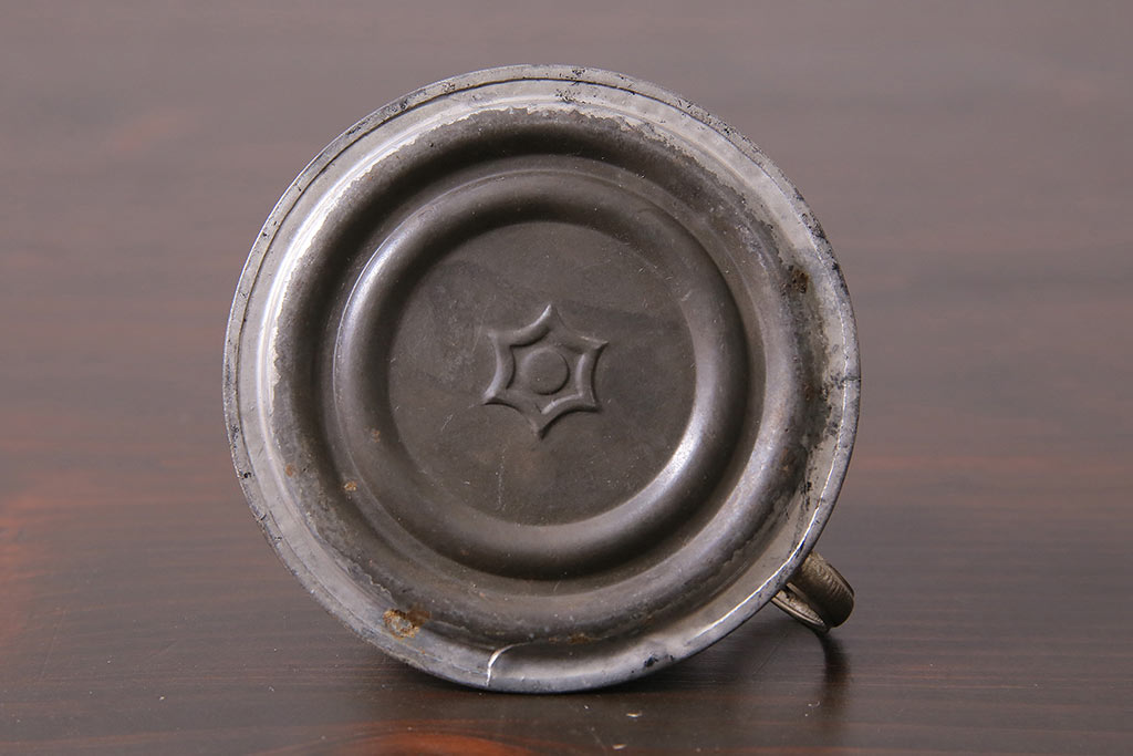アンティーク雑貨　大正昭和初期　珍しい鉄製タンクの豆ランプ(ミニランプ、オイルランプ)(R-044815)