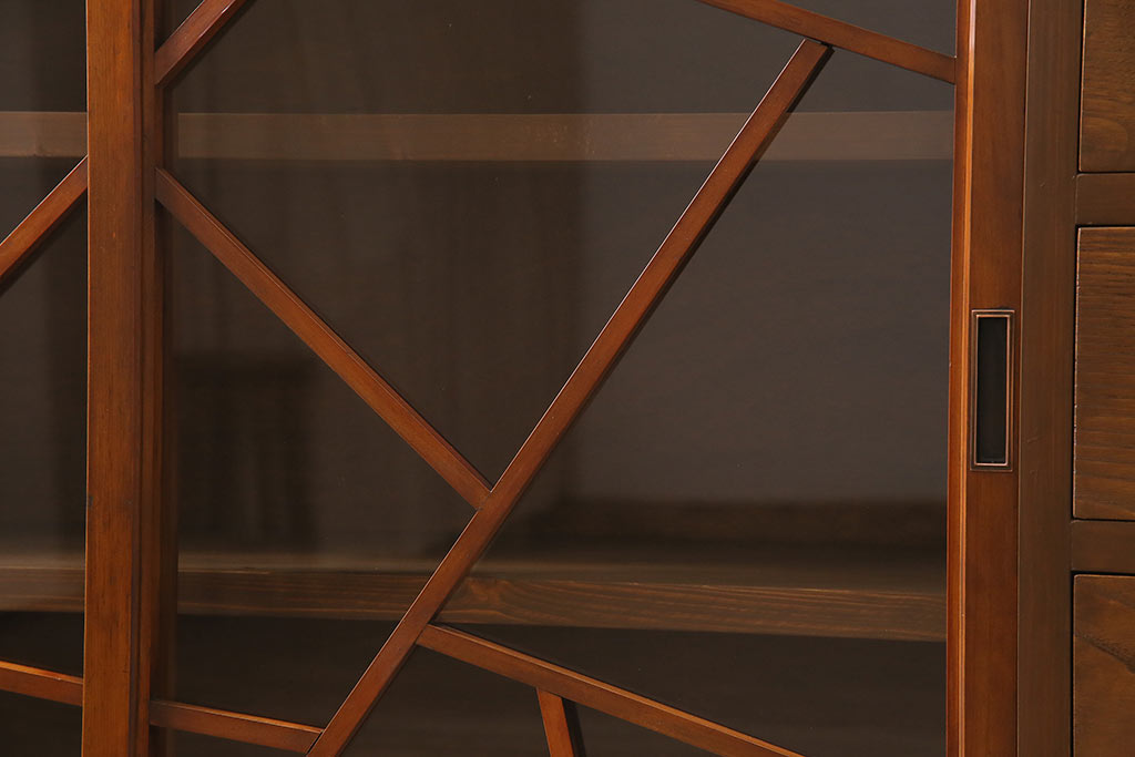 ラフジュ工房オリジナル　昭和初期　古建具リメイク　ユニークなデザインの格子戸を使ったサイドボード(リビングボード、サイドキャビネット、収納棚、戸棚)(R-044849)