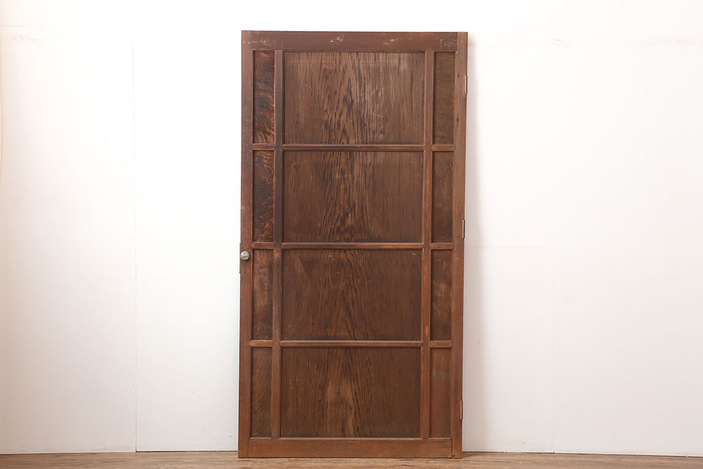 アンティーク建具　大正昭和初期　杉材一枚板　凝ったつくりの木製ドア(扉)(R-044933)