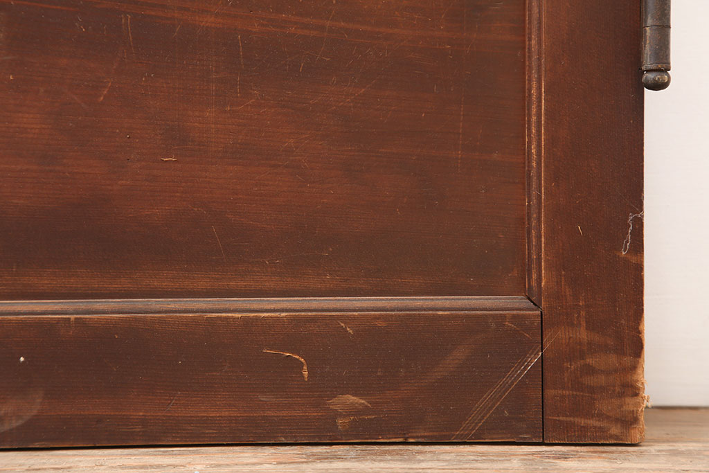 アンティーク建具　昭和中期　ヒノキ材　すりガラス　ノスタルジックな雰囲気が魅力の木製ドア(ガラス扉)(R-044948)