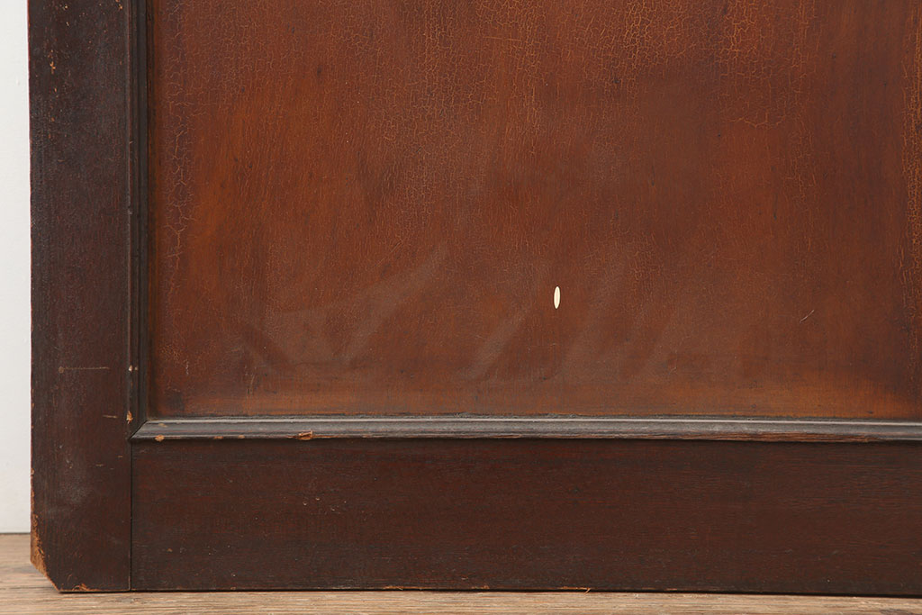 アンティーク建具　大正ロマン　当時物色ガラス・ダイヤガラス　十字のデザインが目を引く木製ドア(ガラス扉)(R-044950)