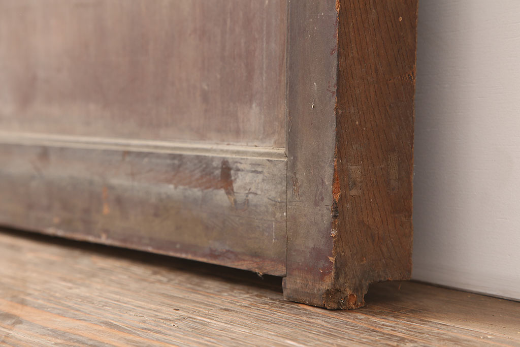 アンティーク建具　明治期　総ケヤキ材　 珍しい裏障子付きの格子蔵戸(建具、玄関戸)(R-045021)