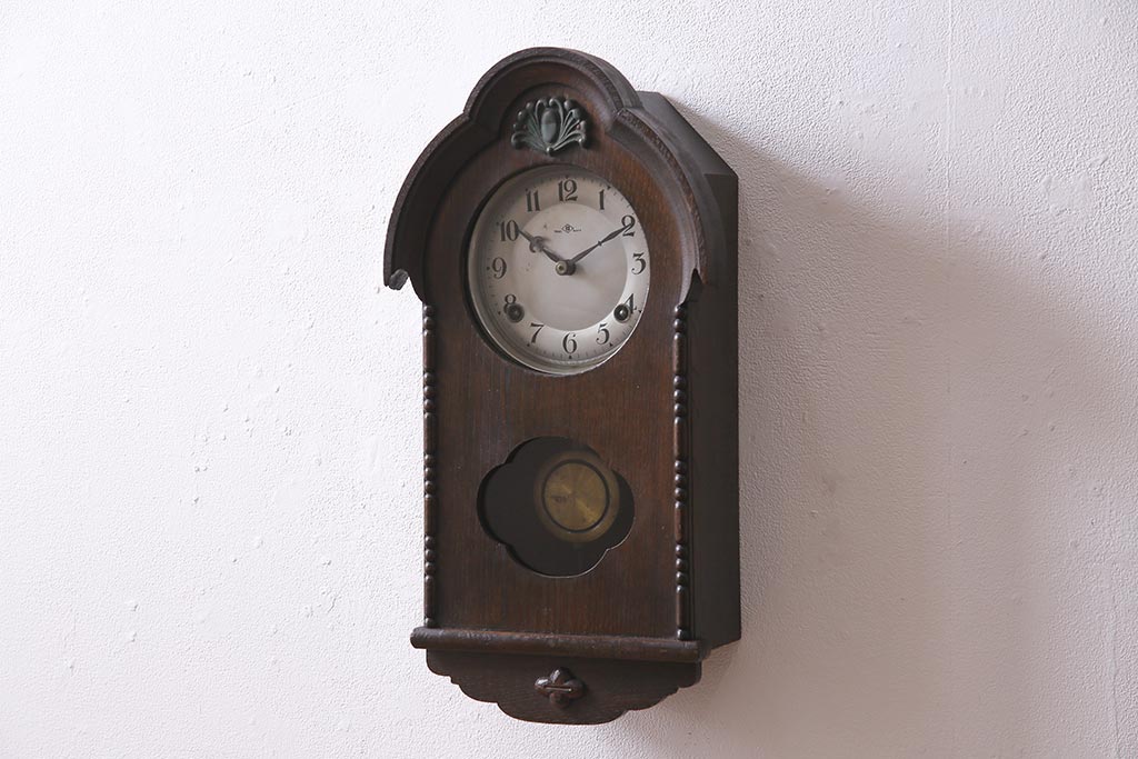 アンティーク時計　昭和初期　トレードマーク　CITIZEN(シチズン)　ゼンマイ式　 クラシカルなデザインがおしゃれな壁掛け時計(振り子時計、柱時計)(R-045059)
