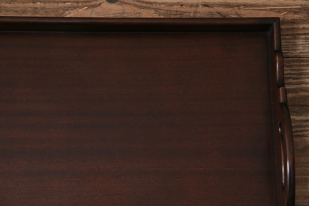 アンティーク雑貨　イギリスアンティーク　マホガニー材　気品漂う木製トレー(大)(サービングトレイ、角盆、お盆)(R-045182)