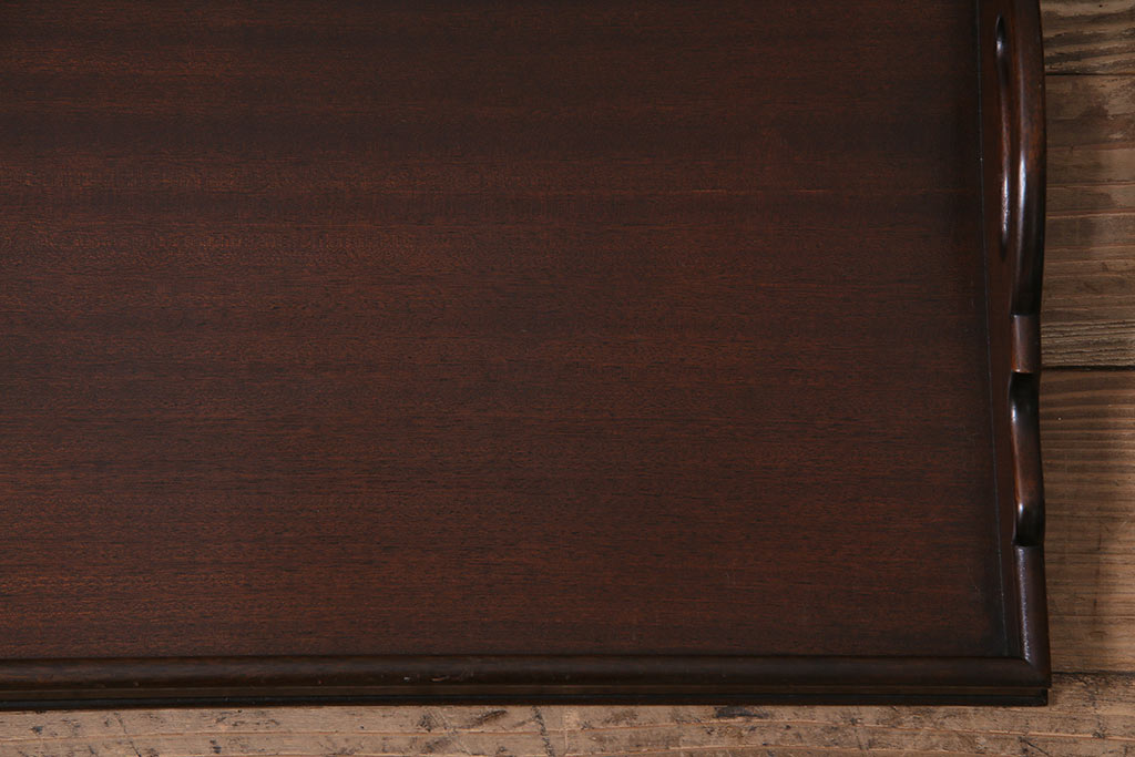 アンティーク雑貨　イギリスアンティーク　マホガニー材　気品漂う木製トレー(大)(サービングトレイ、角盆、お盆)(R-045182)