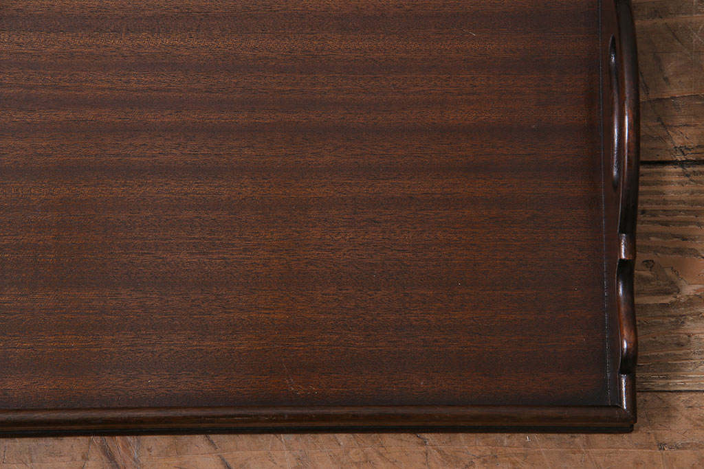 アンティーク雑貨　イギリスアンティーク　マホガニー材　気品漂う木製トレー(小)(サービングトレイ、角盆、お盆)(R-045184)