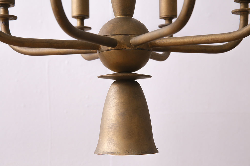 ヴィンテージ照明　アメリカビンテージ　8灯　星型のオブジェがポイントのシャンデリア(天井照明、吊り下げ照明)(R-045187)