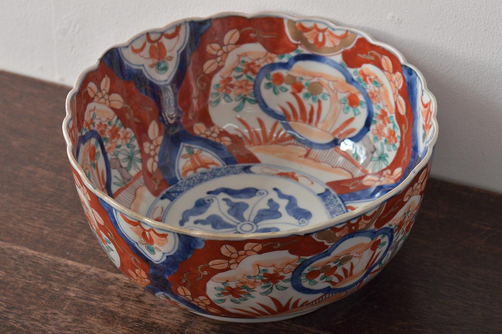 明治期 伊万里焼 色絵染付 深鉢(深皿、和食器)(R-045406) | ラフジュ工房