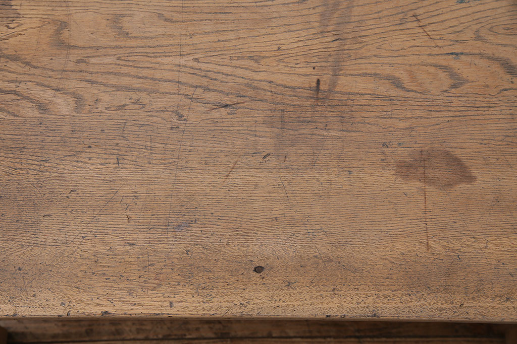 アンティーク家具　昭和初期　栓材　ストリップド(剥離)　木目が味わい深い文机(ローテーブル)(R-045496)