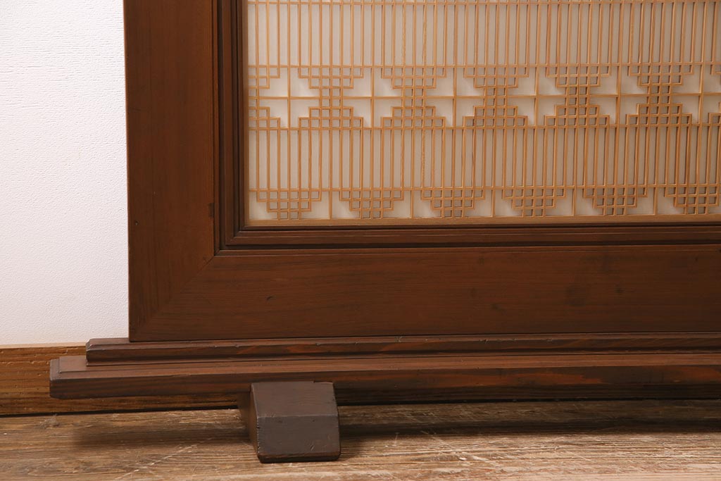 ビンテージ家具　昭和中期　両面ガラス　上手物!組子細工が目を惹くつい立て(衝立、仕切り、パーテーション、組子、ヴィンテージ)(R-045499)