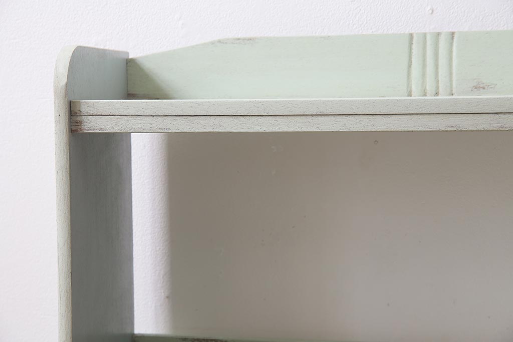 ペイント家具　昭和中期　フレンチカントリーにぴったりなオープンラック(本棚、ウッドシェルフ、収納棚、飾り棚)(R-045501)