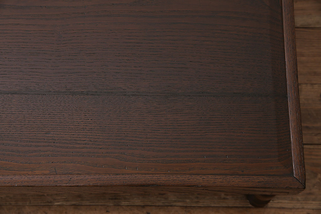 和製アンティーク　大正期　総栗材　脚の挽き加工が美しい座卓(ローテーブル、ちゃぶ台、センターテーブル)(R-045560)