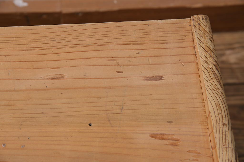 アンティーク家具　昭和初期　ストリップド(剥離)　ヒノキ材　明るい木色がさわやかな文机(ローテーブル)(R-045777)