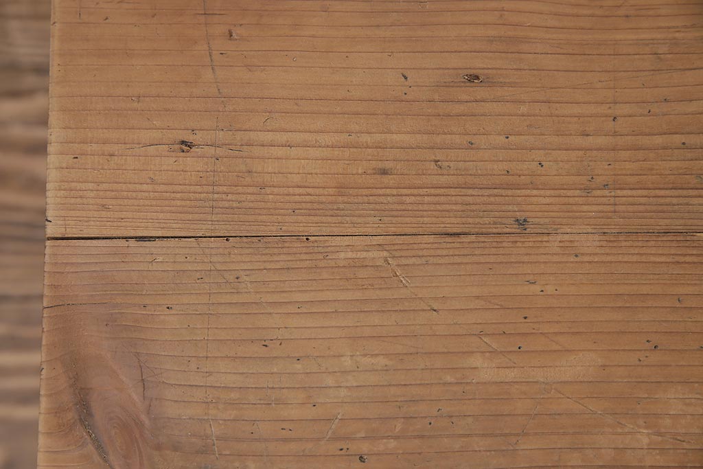 アンティーク家具　ストリップド(剥離)　ヒノキ材　白木の風合いが魅力の平机(文机)(R-045957)