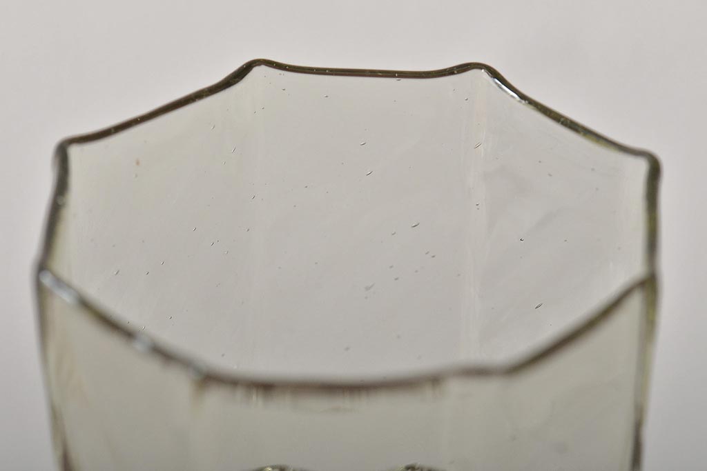 イタリア　ベネチアンガラス　八角形　グリーン　緑　グラス2客セット(コップ、ペアグラス、ヴェネチアングラス)(R-046002)