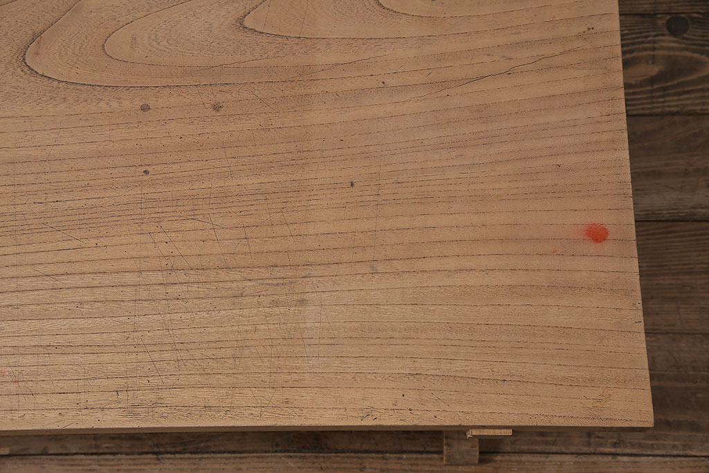 アンティーク家具　大正期　ストリップド(剥離)　天板ケヤキ一枚板　素朴な雰囲気のシンプルな文机(ローテーブル、センターテーブル)(R-046062)