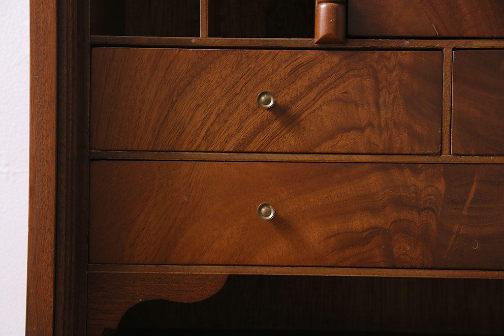 イギリスアンティーク　上手物　マホガニー　象嵌入りのキャビネット(ライティングビューロー、本箱、飾り棚、チェスト)(R-046097)