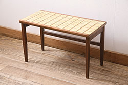 北欧ヴィンテージ　チーク材　レトロなタイルトップのサイドテーブル(テーブル、ビンテージ)(R-046149)