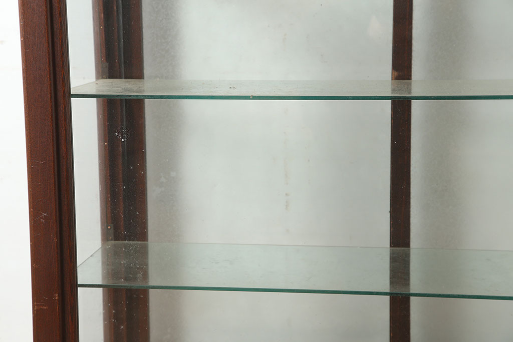 アンティーク家具　大正ロマン　ケヤキ材　クラシカルな雰囲気漂うガラスケース(ショーケース、飾り棚、陳列棚)(R-046273)