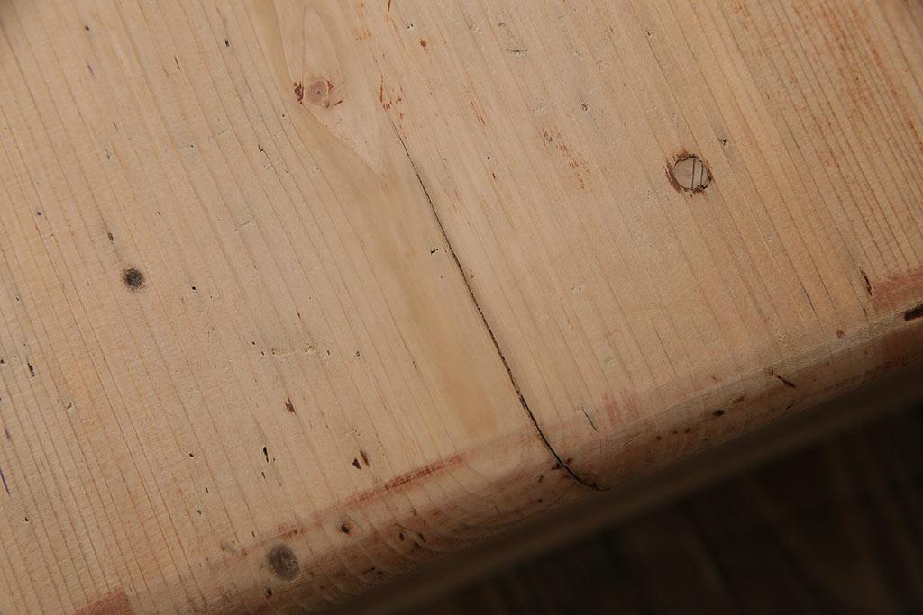 アンティーク家具　昭和初期　ストリップド(剥離)　天板ヒノキ材　大振りサイズのシンプルな文机(ローテーブル、センターテーブル、座卓)(R-046444)