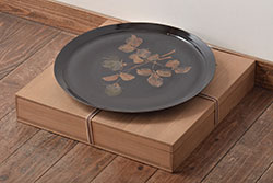 和製アンティーク　沈金蒔絵　波模様がユニークな蓋付き木製椀(漆器、和食器)5客セット(2)