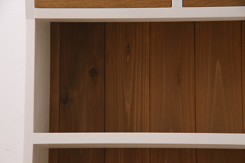 ラフジュ工房オリジナル　無垢材使用　薄型ペイントブックシェルフ(収納棚、本棚、ウッドシェルフ)(R-046508)