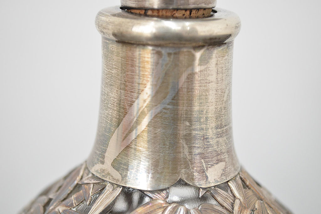 STERLING　SILVER　銀製　竹の図　透かし　デカンタ(重量790g)(R-046811)