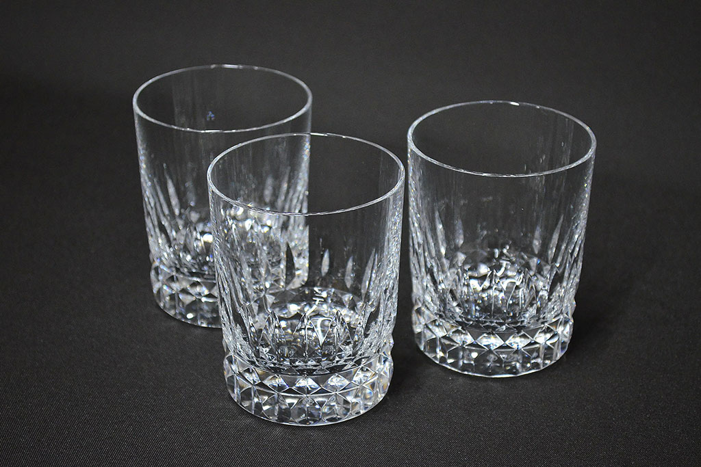 フランス　バカラ　Baccarat　ロックグラス　ピカデリー　3客セット(フルレッドクリスタルガラス)(R-046843)