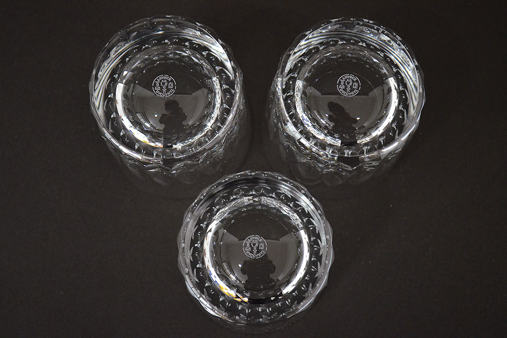 フランス　バカラ　Baccarat　ロックグラス　ピカデリー　3客セット(フルレッドクリスタルガラス)(R-046843)