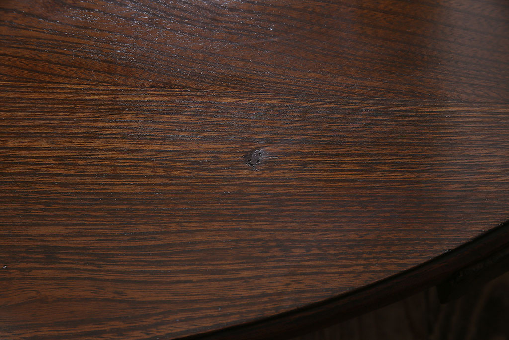 アンティーク家具　昭和初期　総ケヤキ材　挽き物加工の脚がアクセントの丸ちゃぶ台(座卓、折りたたみテーブル、ローテーブル)(R-046939)