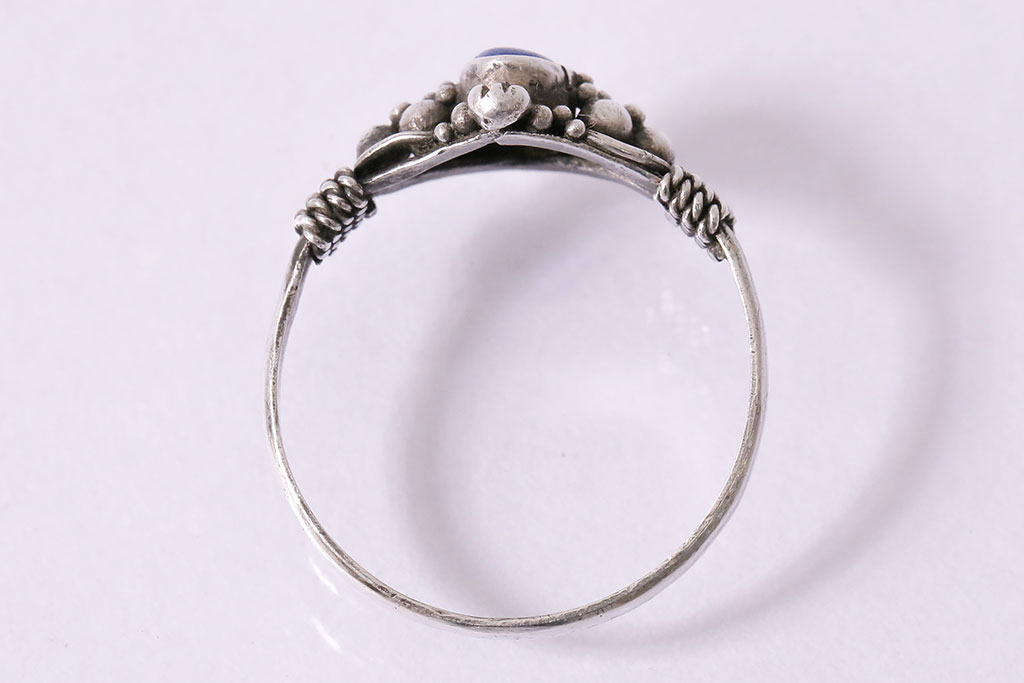 ヴィンテージアクセサリー　イギリス　ラピスラズリ　シルバー925　リング(指輪、ビンテージ)(R-047015)