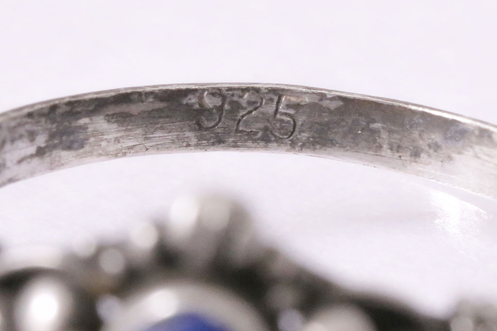ヴィンテージアクセサリー　イギリス　ラピスラズリ　シルバー925　リング(指輪、ビンテージ)(R-047015)