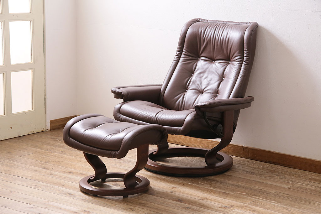 中古 EKORNES(エコーネス) 本革 ロイヤルシリーズ オットマン付き ...