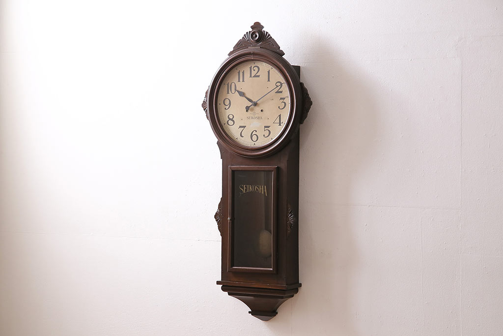 アンティーク時計　精工舎　TRADE(S)MARK　トレードマーク　SEIKO　セイコー　 特大掛け時計(SEIKOSHA、振り子時計、古時計、柱時計)(R-047131)