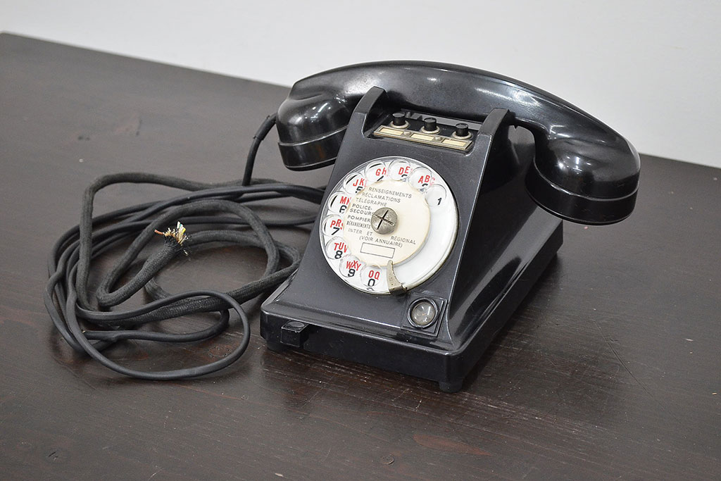 フランス PROPRIETE DE L'ETAT ビンテージ 黒電話(R-047155