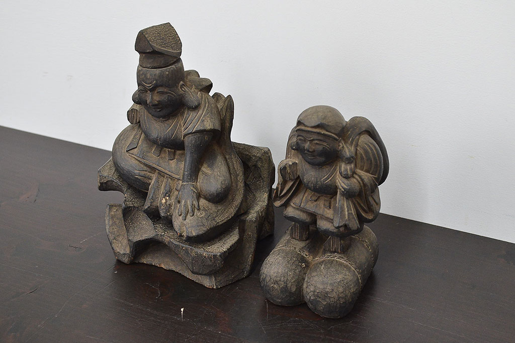 江戸〜明治 恵比寿 大黒 木彫 置物(木彫り)(R-047161) | ラフジュ工房