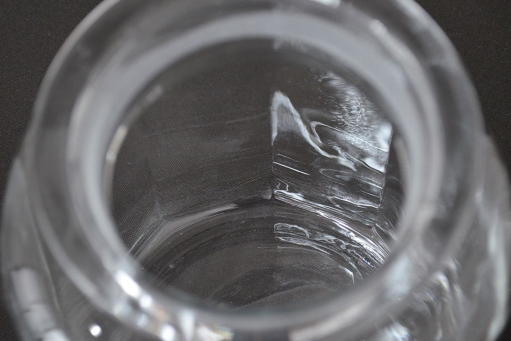 昭和レトロ　ガラス瓶大・小　2個セット(蓋付き、キャニスター)(R-047170)
