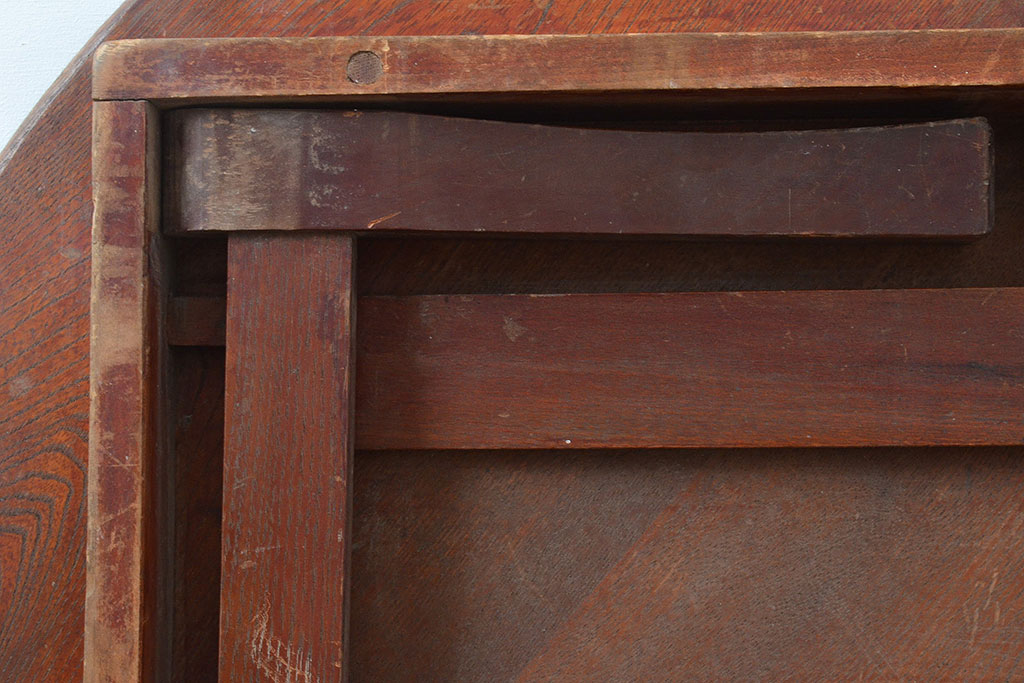 和製アンティーク　レトロな空間づくりにぴったりな栓材製のちゃぶ台(座卓、ローテーブル、折りたたみテーブル)(R-047327)