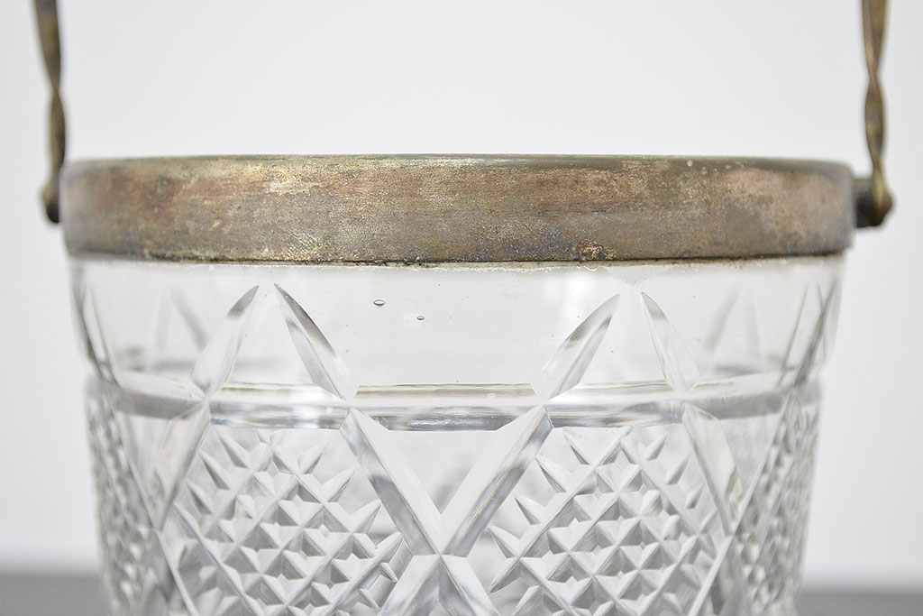 昭和初期　古い切子ガラス　アイスペール(氷入れ、アイスバスケット)(R-047439)