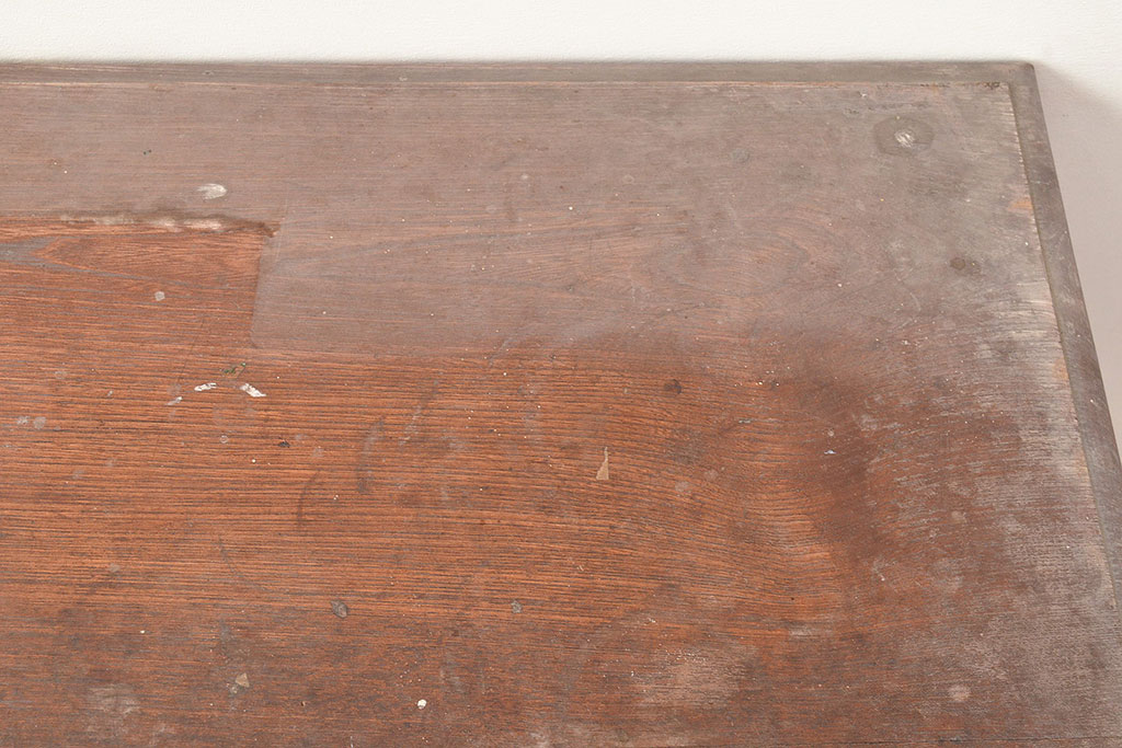 和製アンティーク　大正ロマン　細やかな意匠が魅力的な栓材製デスク(コンソールテーブル、オケージョナルテーブル、サイドテーブル、在宅用、在宅ワーク)(R-047958)