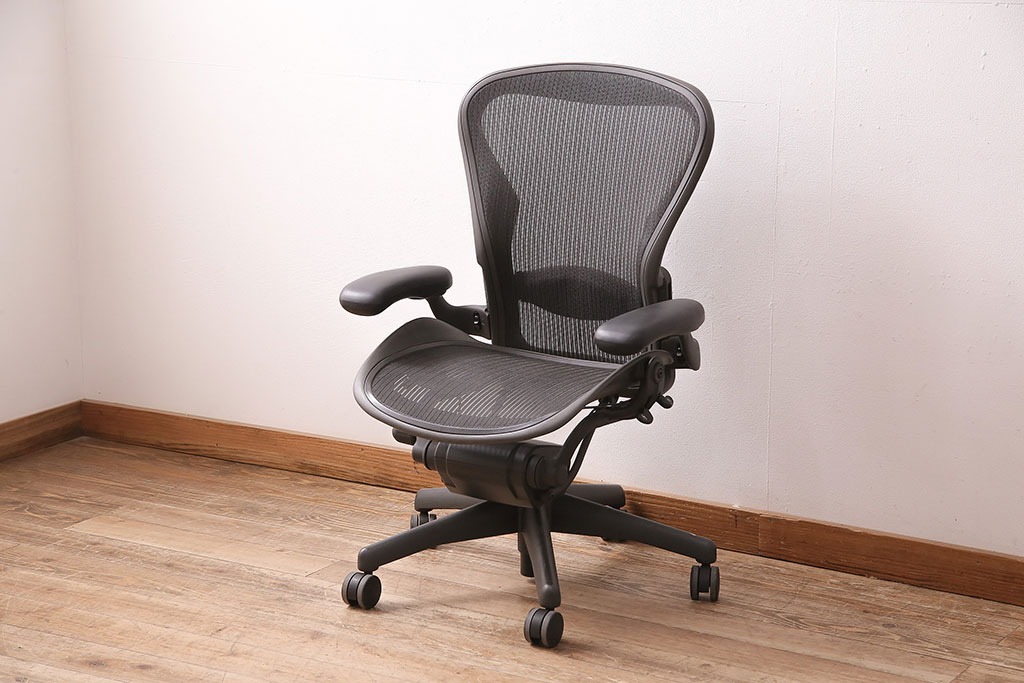 中古　Hermanmiller(ハーマンミラー社)　Bサイズ　ランバーサポート　アーロンチェア(オフィスチェア、椅子、イス)(R-047979)