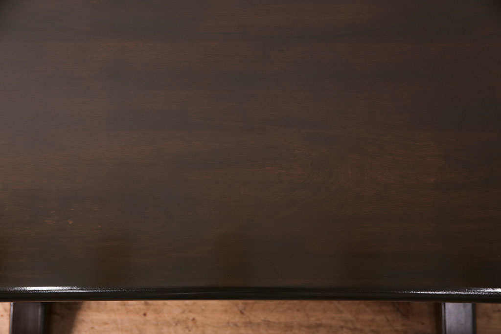 中古　松本民芸家具　深みのある色合いが高級感を醸し出すトレッスル楕円卓(定価約29万円)(2人掛けダイニングテーブル、オーバル型)(R-048007)
