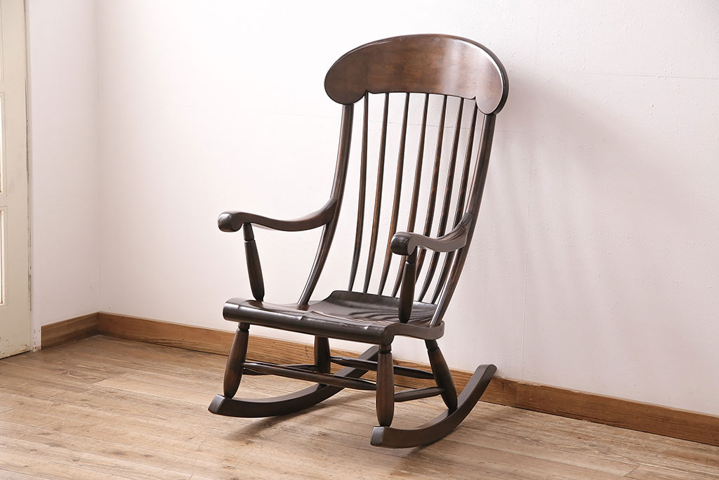中古　希少　絶版品　松本民芸家具　 やすらぎのひとときにおすすめなG型ロッキングチェア(定価約47万円)(椅子、揺り椅子、アームチェア)(R-048020)