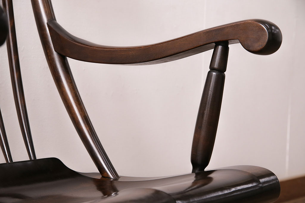 中古　希少　絶版品　松本民芸家具　やすらぎのひとときにおすすめなG型ロッキングチェア(定価約47万円)(椅子、揺り椅子、アームチェア)(R-048020)